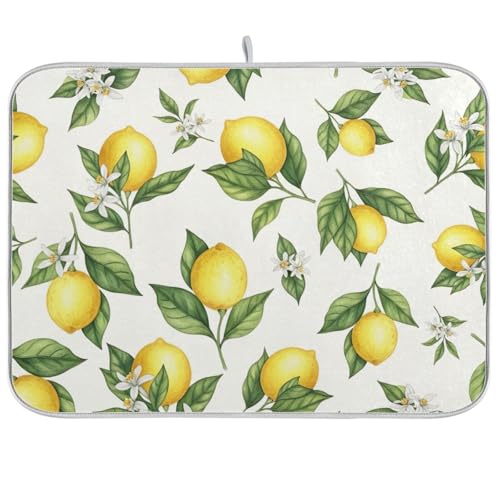 Abtropfmatte mit gelben Zitronen, 45,7 x 61 cm, wendbar, saugfähig, großes Küchenzubehör von RPLIFE