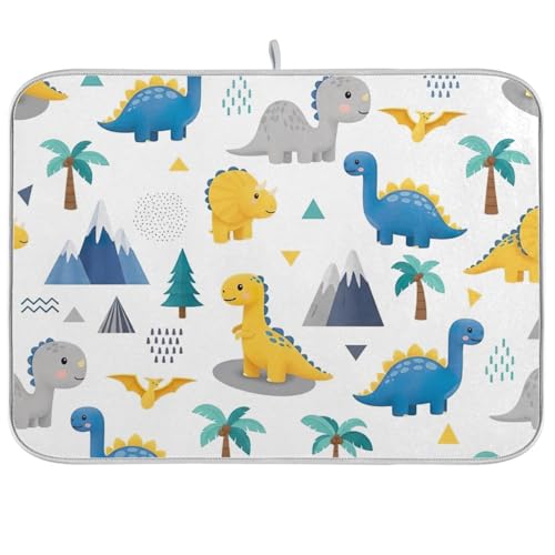 Abtropfmatte mit niedlichem Cartoon-Dinosaurier-Motiv, für Küchentheke, 45,7 x 61 cm, saugfähig, wendbar, große Küchenarbeitsplatte von RPLIFE