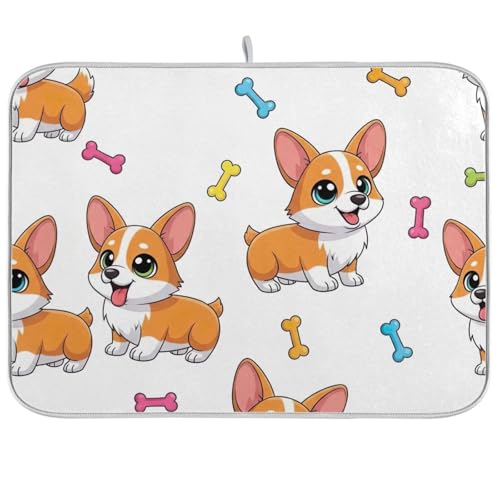Abtropfmatte mit niedlichem Cartoon-Hundeknochen, für Küchentheke, 45,7 x 61 cm, saugfähig, wendbar, Kaffee-Matte, Küchentheken-Matten von RPLIFE