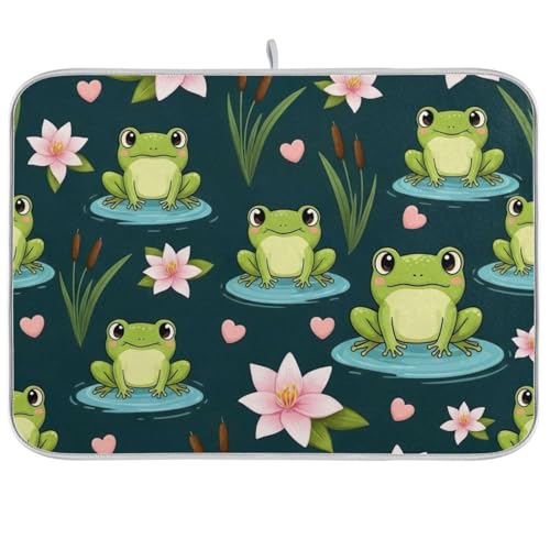 Abtropfmatte mit niedlichen Cartoon-Fröschen, 45,7 x 61 cm, saugfähig, wendbar, Kaffee-Matte, Küchen-Arbeitsplattenschutz Abtropfmatte mit niedlichen Cartoon-Fröschen, 45,7 x 61 cm, saugfähig, wendbar, Kaffee-Matte, Küchen-Arbeitsplattenschutz von RPLIFE