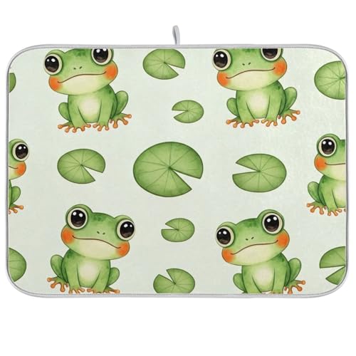 Abtropfmatte mit niedlichen Fröschen, 45,7 x 61 cm, wendbar, Abtropfmatte, Grün Abtropfmatte mit niedlichen Fröschen, 45,7 x 61 cm, wendbar, Abtropfmatte, Grün von RPLIFE
