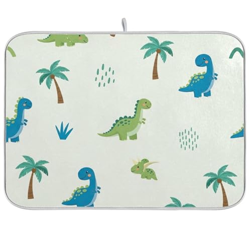 Abtropfmatten, niedliche Cartoon-Dinosaurier, hellgrün, für Küchentheke, Heimdekoration, 45,7 x 61 cm Abtropfmatten, niedliche Cartoon-Dinosaurier, hellgrün, für Küchentheke, Heimdekoration, 45,7 x 61 cm von RPLIFE