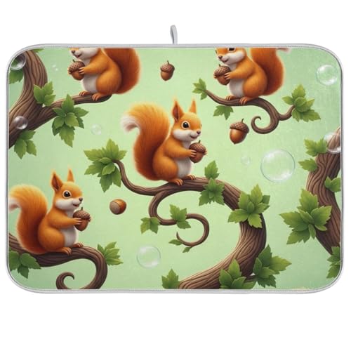 Abtropfmatten für Küchentheke, Motiv: niedliche Eichhörnchen, 45,7 x 61 cm, saugfähige Kaffeematte, Geschirrabtropfmatten Abtropfmatten für Küchentheke, Motiv: niedliche Eichhörnchen, 45,7 x 61 cm, saugfähige Kaffeematte, Geschirrabtropfmatten von RPLIFE