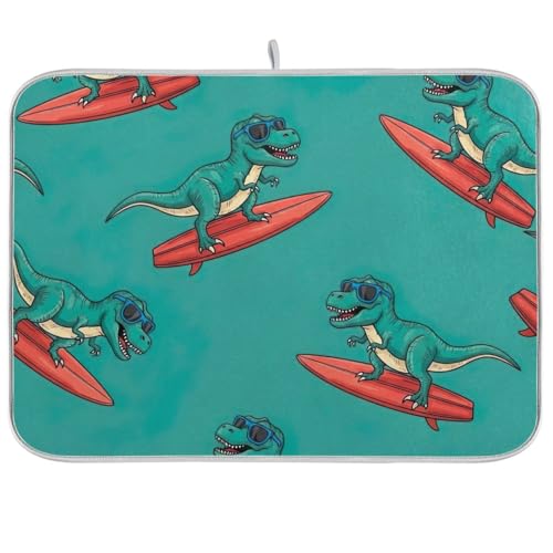 Abtropfmatten für Küchentheke, coole Dinosaurier, grüne Trockenunterlage für Küchentheke, Heimdekoration, 45,7 x 61 cm Abtropfmatten für Küchentheke, coole Dinosaurier, grüne Trockenunterlage für Küchentheke, Heimdekoration, 45,7 x 61 cm von RPLIFE