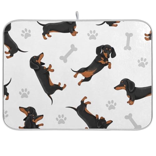 Abtropfmatten für Küchentheke, niedliche Dackel-Hunde, weiße Kaffeematte, wendbare Abtropfmatte, Küchentheke, 45,7 x 61 cm von RPLIFE