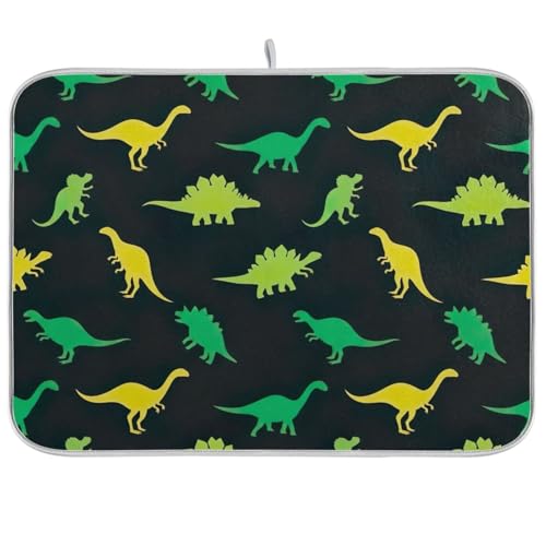 Abtropfmatten für Küchentheke, niedliche grün-gelbe Dinosaurier-Geschirrunterlage für Zuhause, Küche, Dekoration, 45,7 x 61 cm Abtropfmatten für Küchentheke, niedliche grün-gelbe Dinosaurier-Geschirrunterlage für Zuhause, Küche, Dekoration, 45,7 x 61 cm von RPLIFE