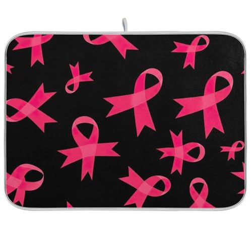 Abtropfmatten für Küchentheke, rosa Bewusstseinsbänder, schwarze Abtropfmatte, wendbare Küchentheke, 45,7 x 61 cm Abtropfmatten für Küchentheke, rosa Bewusstseinsbänder, schwarze Abtropfmatte, wendbare Küchentheke, 45,7 x 61 cm von RPLIFE