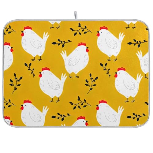 Cartoon Chickens Yellow Drying Pads, Drying Mat for Kitchen Counter Small von RPLIFE