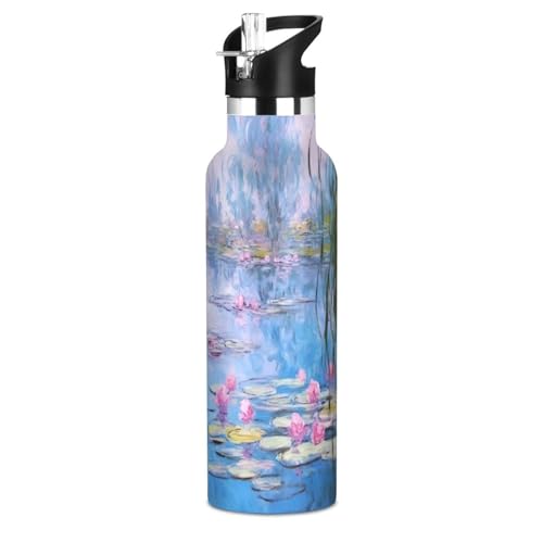 Claude Monet Wasserflasche für Kinder mit Strohhalm, auslaufsicher, Sport-Trinkflasche für Kinder, Jungen, Mädchen, 590 ml, Seerosen und Weiden Claude Monet Wasserflasche für Kinder mit Strohhalm, auslaufsicher, Sport-Trinkflasche für Kinder, Jungen, Mädchen, 590 ml, Seerosen und Weiden von RPLIFE