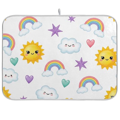 Cute Suns Abtropfmatte, 45,7 x 61 cm, saugfähige Kaffeematte, wendbar, große Küchenarbeitsplatte, Weiß von RPLIFE