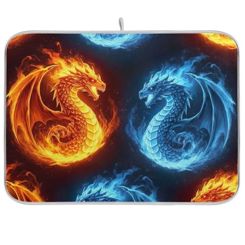 Dragons Fire Ice Dish Drying Mats, Reversible Kitchen Drying Mat for Home Kitchen Decor 18 x 24 Inches von RPLIFE