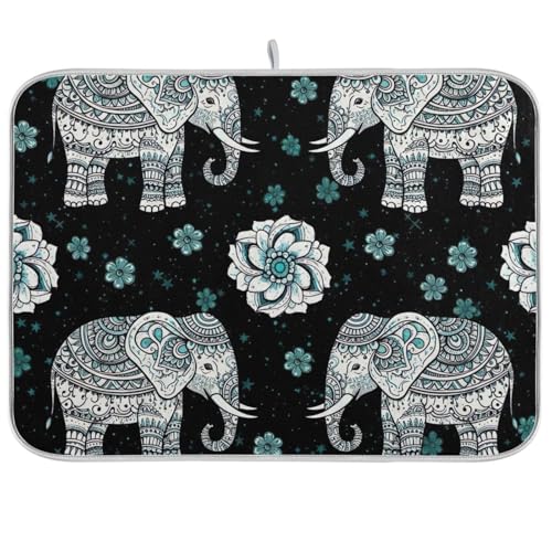 Elephant Boho-Abtropfmatte, 45,7 x 61 cm, wendbar, Kaffeebar-Matte, Abtropfgestell, Matte von RPLIFE