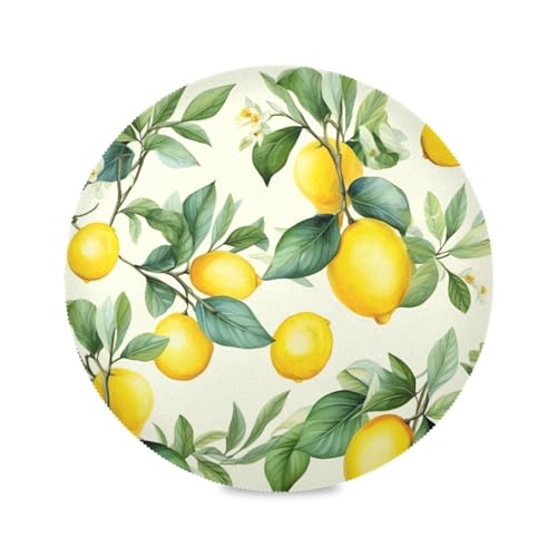 Gelbe Zitronen Grüne Blätter Runde Stoff-Tischsets, Platzset Hitzebeständig, Rutschfest Platzsets für Küche, Esstisch Indoor/Outdoor Gelbe Zitronen Grüne Blätter Runde Stoff-Tischsets, Platzset Hitzebeständig, Rutschfest Platzsets für Küche, Esstisch Indoor/Outdoor von RPLIFE