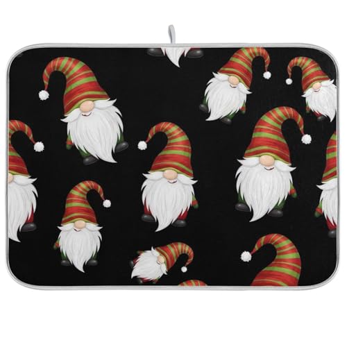 Geschirr-Abtropfmatte mit niedlichem Weihnachtswichtel, 45,7 x 61 cm, saugfähig, wendbar, Kaffeebar-Matte, Küchenzubehör von RPLIFE