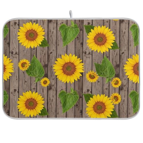 Geschirrabtropfmatte aus Holz, Sonnenblumen, 45,7 x 61 cm, saugfähig, wendbar, Kaffeematte, Küchenarbeitsplatte Geschirrabtropfmatte aus Holz, Sonnenblumen, 45,7 x 61 cm, saugfähig, wendbar, Kaffeematte, Küchenarbeitsplatte von RPLIFE