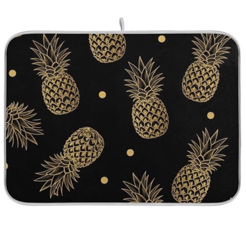 Goldene Ananas-Abtropfmatten für Küchentheke, wendbar, Abtropfmatte für Küche, Arbeitsplatte, Dekoration, 45,7 x 61 cm von RPLIFE