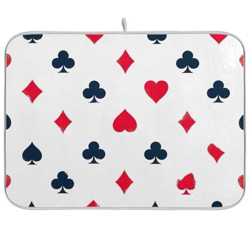 Grunge Card Suits Abtropfmatte, 45,7 x 61 cm, saugfähig, Kaffeebar-Matte, wendbar, groß, Küchen-Arbeitsplattenschutz von RPLIFE