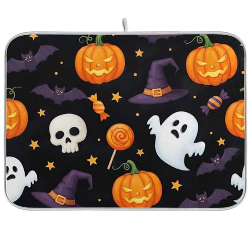 Halloween-Kürbisse, schwarz-orange, Abtropfmatte, 45,7 x 61 cm, saugfähige Kaffeematte, Abtropfmatte Halloween-Kürbisse, schwarz-orange, Abtropfmatte, 45,7 x 61 cm, saugfähige Kaffeematte, Abtropfmatte von RPLIFE