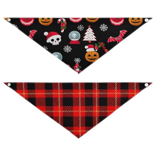 Hundehalstuch, kariert, verstellbar, wendbar, Dreieckstuch für kleine, mittelgroße und große Haustiere (2 Stück) von RPLIFE