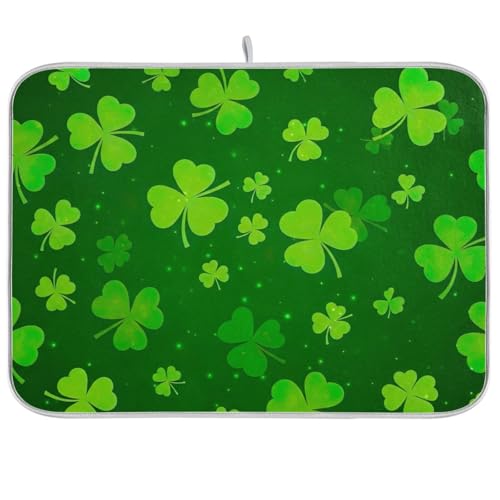 Kleeblatt-Abtropfmatte, 45,7 x 61 cm, saugfähige Kaffeematte, wendbar, groß, Abtropfmatte, Grün Kleeblatt-Abtropfmatte, 45,7 x 61 cm, saugfähige Kaffeematte, wendbar, groß, Abtropfmatte, Grün von RPLIFE
