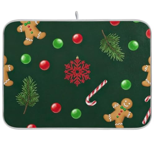Lebkuchenmänner-Abtropfmatte für Küchentheke, 45,7 x 61 cm, wendbar, saugfähig, große Küchenarbeitsplatte, Grün Lebkuchenmänner-Abtropfmatte für Küchentheke, 45,7 x 61 cm, wendbar, saugfähig, große Küchenarbeitsplatte, Grün von RPLIFE