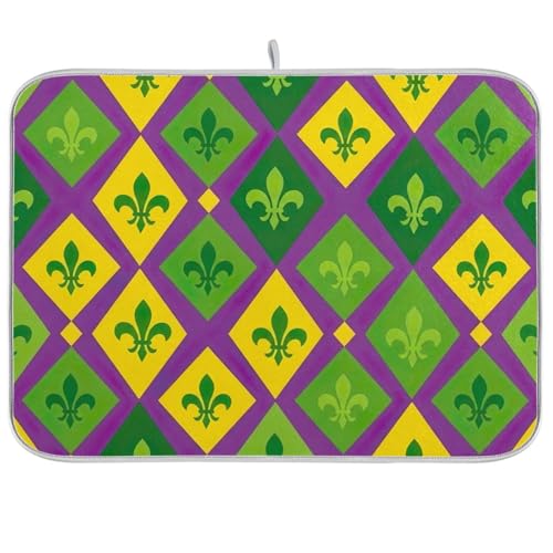 Mardi Gras Abtropfmatte, 45,7 x 61 cm, saugfähig, wendbar, groß, Grün / Violett Mardi Gras Abtropfmatte, 45,7 x 61 cm, saugfähig, wendbar, groß, Grün / Violett von RPLIFE
