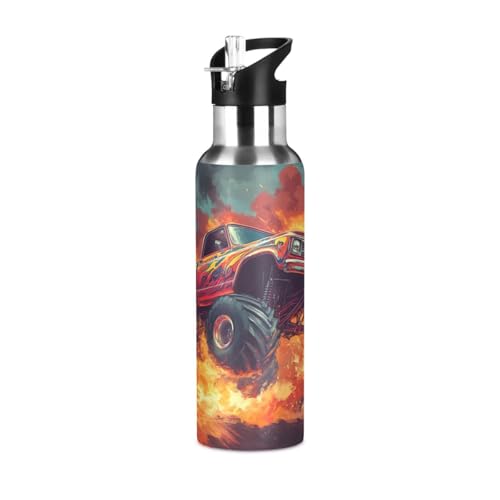 Monster Truck Isolierte Edelstahl-Wasserflasche mit Strohhalm, 900 ml, BPA-frei, Sport-Wasserflasche mit Strohhalm, auslaufsichere Wasserflaschen Monster Truck Isolierte Edelstahl-Wasserflasche mit Strohhalm, 900 ml, BPA-frei, Sport-Wasserflasche mit Strohhalm, auslaufsichere Wasserflaschen von RPLIFE