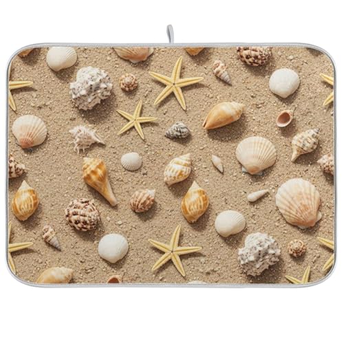Muscheln Seestern Strand Sand Abtropfmatten 45,7 x 61 cm saugfähige Geschirrunterlage Geschirr Abtropfgestell Pad von RPLIFE