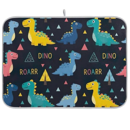 Niedliche Dino Abtropfmatte, saugfähig, für Zuhause, Küche, Dekoration, 45,7 x 61 cm, Schwarz Niedliche Dino Abtropfmatte, saugfähig, für Zuhause, Küche, Dekoration, 45,7 x 61 cm, Schwarz von RPLIFE