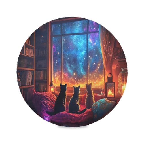 Platzsets, Platzsets für Tische, waschbare Tischsets für Küche, Innen/Außenbereich, Katzen Sternengalaxie Blau von RPLIFE