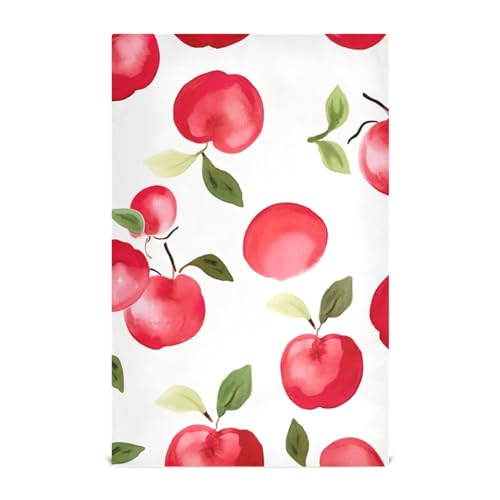 RPLIFE Aquarellgemalte Äpfel mit Blättern in einem auf weißem Küchentücher und Geschirrtücher, 71,1 x 45,7 cm, Großhandtuch, Bauernhaus-Handtücher, Küche von RPLIFE