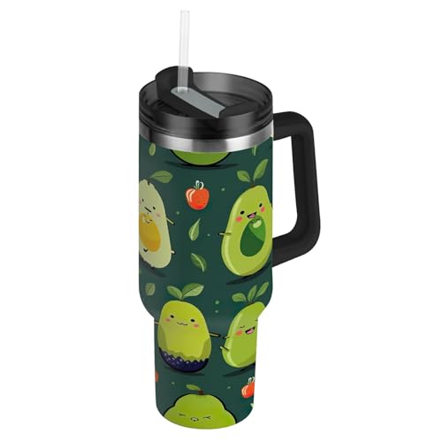 RPLIFE Becher mit Deckel und Strohhalm, 850 ml, isolierter Edelstahl-Kaffeebecher für Männer und Frauen, Reisen, niedliche Avocados RPLIFE Becher mit Deckel und Strohhalm, 850 ml, isolierter Edelstahl-Kaffeebecher für Männer und Frauen, Reisen, niedliche Avocados von RPLIFE