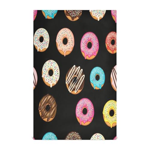 RPLIFE Bunte Donuts, schwarze Geschirrtücher, 71,1 x 45,7 cm, saugfähige Bauernhaus-Handtücher von RPLIFE
