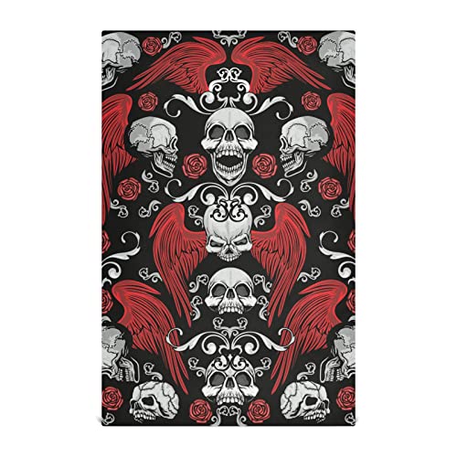 RPLIFE Chic Gothic Grunge Vintage Skulls with Wing Kitchen Set Handtücher, 71,1 x 45,7 cm saugfähige Geschirrtücher zum Trocknen von Geschirrtüchern für Küche dekorativ von RPLIFE