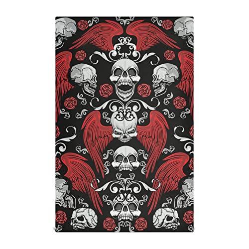 RPLIFE Chic Gothic Grunge Vintage Skulls with Wing Set of Küchentücher, Absorbant Kitchen Towel Decor Cute Kitchen Towel Set von RPLIFE