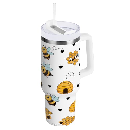 RPLIFE Cute Cartoon Bees Tumbler with Handle Stainless Steel Tumbler, Coffee Cup with Straw RPLIFE Cute Cartoon Bees Tumbler with Handle Stainless Steel Tumbler, Coffee Cup with Straw von RPLIFE