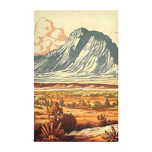 RPLIFE Der Cowboy trägt Mantel auf der westlichen Landschaft mit Bergen Geschirrtuch, 71,1 x 45,7 cm, dekorative Küchenhandtücher, Polyester-Geschirrtuch von RPLIFE