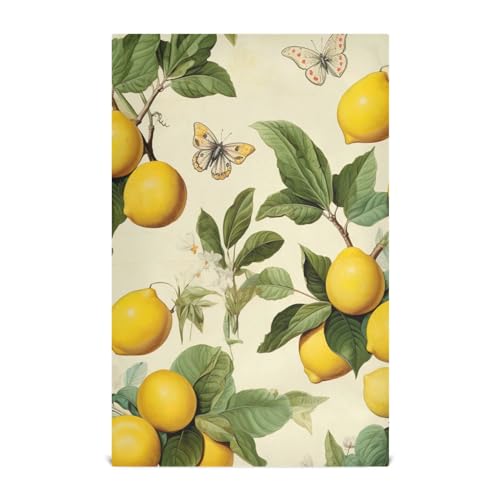 RPLIFE Gelbe Zitrone mit Blättern und Schmetterlingen Trockentücher für Geschirr, 71,1 x 45,7 cm, dekorative Geschirrtücher für Küche, übergroße Küchentücher von RPLIFE