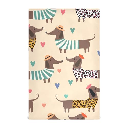 RPLIFE Geschirrtuch-Set, Dackel mit Herzen, 71 x 45 cm, Küchentuch, Kochtuch von RPLIFE