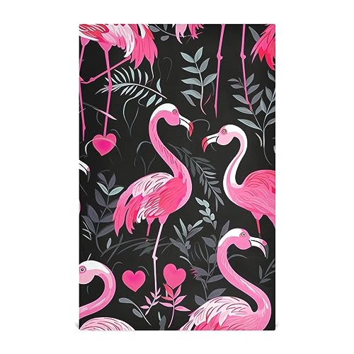 RPLIFE Große Geschirrtücher, Motiv: rosa Flamingo auf Schwarz, 71 x 45 cm, schnell trocknendes Küchentuch von RPLIFE