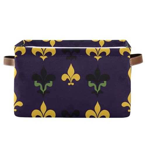 RPLIFE Mardi Gras Fleur de Lis Open Home Storage Bins, Foldable Fabric Organizer with Handle, Storage Basket with Handle, Office Storage Bin von RPLIFE