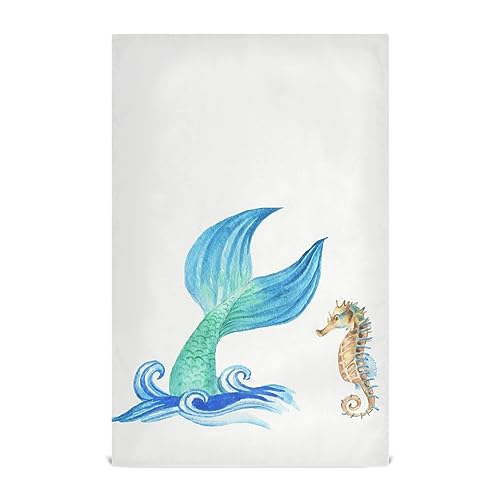 RPLIFE Meerjungfrauenschwanz-Seepferdchen-Trockentuch für Geschirr, 71,1 x 45,7 cm, dekorative Handtücher für Küche, schnell trocknendes Geschirrtuch von RPLIFE