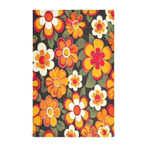 RPLIFE Orange Retro Hippie Floral Küchenspüle Handtücher, 71 * 45 cm Saugfähige Geschirrtücher von RPLIFE