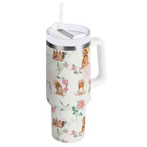 RPLIFE Vintage Dog Rose Tumbler with Handle Stainless Steel Mug Tea Mug with Lid RPLIFE Vintage Dog Rose Tumbler with Handle Stainless Steel Mug Tea Mug with Lid von RPLIFE