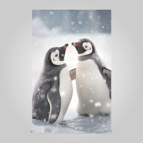 RPLIFE Zwei Pinguine Frolic and Swim in The Snow Trockentücher für Geschirr, 71,1 x 45,7 cm, saugfähige Küchenhandtücher, dekorative Geschirrtücher für die Küche von RPLIFE