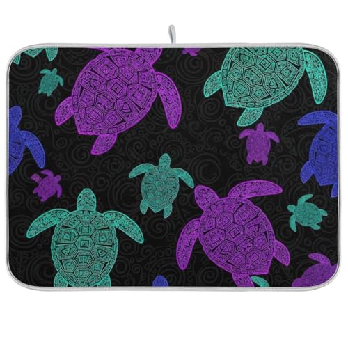 Sea Turtles Abtropfmatte, wendbar, für Küche, Arbeitsplatte, Dekoration, 45,7 x 61 cm, Schwarz Sea Turtles Abtropfmatte, wendbar, für Küche, Arbeitsplatte, Dekoration, 45,7 x 61 cm, Schwarz von RPLIFE