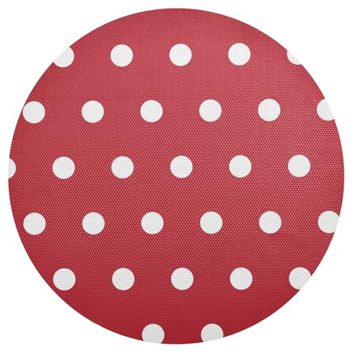 Tischsets mit weißen Punkten auf rotem Esstisch, rutschfest, hitzebeständig, rund, waschbar, für den Außenbereich Tischsets mit weißen Punkten auf rotem Esstisch, rutschfest, hitzebeständig, rund, waschbar, für den Außenbereich von RPLIFE