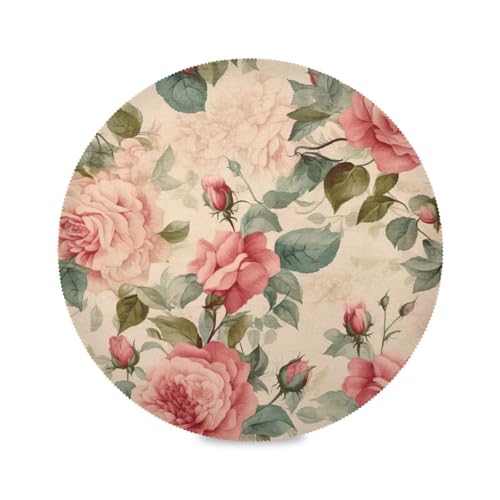 Vintage Pink Roses Round Fabric Placemats, Placemats for Dining Table, Table Matts Washable for Kitchen, Indoor/Outdoor Vintage Pink Roses Round Fabric Placemats, Placemats for Dining Table, Table Matts Washable for Kitchen, Indoor/Outdoor von RPLIFE