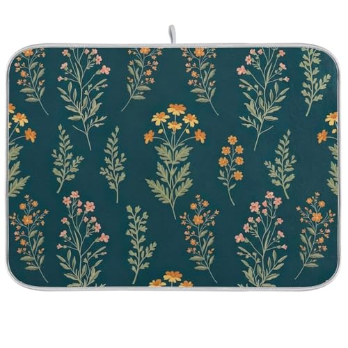 Wildblumen-Abtropfmatte, saugfähige Abtropfmatte für Küchentheke, Heimdekoration, 45,7 x 61 cm, Orange / Grün Wildblumen-Abtropfmatte, saugfähige Abtropfmatte für Küchentheke, Heimdekoration, 45,7 x 61 cm, Orange / Grün von RPLIFE
