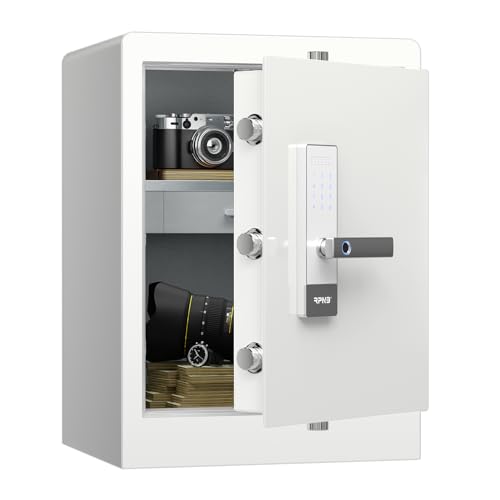 RPNB Luxus Safe und Schließfach, Biometrischer Fingerabdruck-Safe mit Touchscreen, Sprachansagen, doppelter Warnung, One-Touch-Entriegelung, Perfekt für Home Office, Hotel, Büro, 80 L, Weißer RPNB Luxus Safe und Schließfach, Biometrischer Fingerabdruck-Safe mit Touchscreen, Sprachansagen, doppelter Warnung, One-Touch-Entriegelung, Perfekt für Home Office, Hotel, Büro, 80 L, Weißer von RPNB